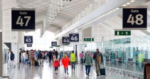 Passengers at Birmingham Airport