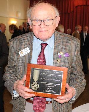 Dr Fraser Dukes receiving his Rotary Service Above Self award