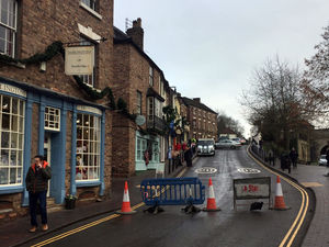 Road closure in Ironbridge