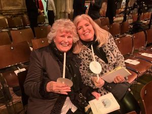 Joan and her daughter in Westminster Abbey