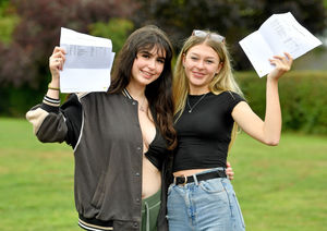 Lilly Whiteman and Erin Swancott get their GCSE results at Shrewsbury Academy