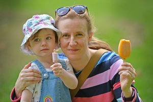 Sarah Roberts and daughter Harriet enjoy an ice cream in Wolverhampton’s West Park
