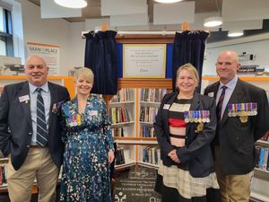 Members of the Telford Veteran's Trail Committee from left to right: Mick Kilburn, Fiona Kilburn, Erica Hanson (chair) and Nicholas McKenzie (deputy chair)  