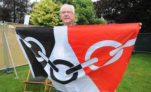 Pete Waterman with the Black Country flag