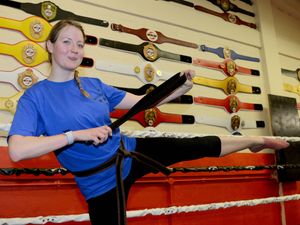 Supporting image for story: Belting! Telford heart transplant mum, 31, celebrates kickboxing black belt 