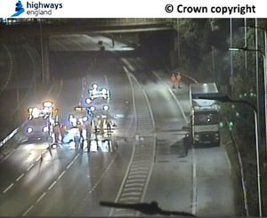 The lorry came to a halt on the approach to the junction with the M54