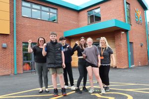 From left to right: Claire Purcell, Riley Moreton, Jess Bailey, Maggie McCarthy and Amanda Hollinshead at SYA's headquarters in Shrewsbury.
