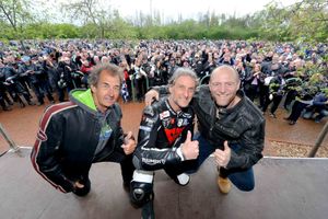 Carl Fogarty, centre, with Mike Tindall MBE and Steve Parrish at last year’s Bike4Life