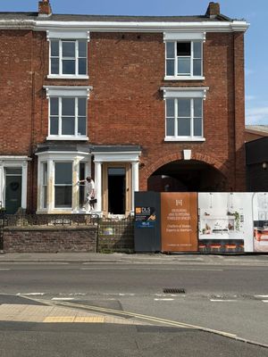 The outside of the property with the finishing touches being put on its renovation earlier this year.