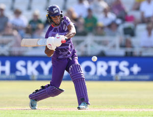NOTTINGHAM, ENGLAND - AUGUST 10:  Davina Perrin of Northern Supercharger bats during the The Hundred match between Trent Rockets Women and Northern Superchargers Women at Trent Bridge on August 10, 2025 in Nottingham, England. (Photo by Warren Little/Getty Images)