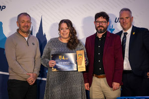 Katie Crowsley (second left) was named Female Coach of the Year. Picture: Staffordshire FA/Epic Action Media 