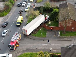The lorry crashed in Tipton earlier this evening. Pic: Dean Tugby