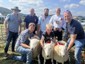 The winners of the best group of three in the sheep classes