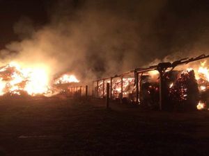 The barn blaze in Wistanswick. Picture: @SFRS-MDrayton