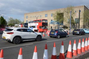 Queues have formed where Pipers Row meets Bilston Street