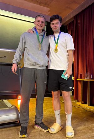 Tom (r) and Josh (l) after completing their magnificent run. 