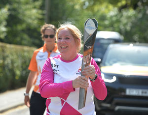 Baton-bearer Helen Bourton, from Newport, at Harper Adams University 