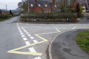 The new school road markings outside the old school house in Ryton XI Towns