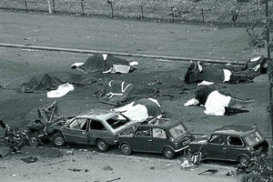 The carnage after the bombing in Hyde Park in 1982 which killed four soldiers and seven horses