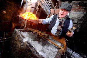 So cold that at the Black Country Living Museum even the chainmaker Wal Hill has ice on his work bench in the foundry