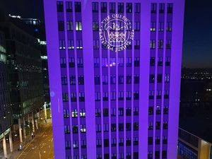 Supporting image for story: West Midlands Police HQ is lit up blue for Queen's Platinum Jubilee