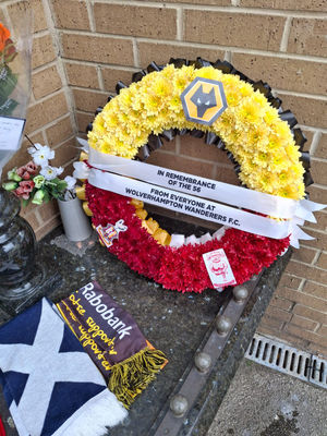 Bradford wreath: The wreath laid at the tribute by Wolves club historian Peter Crump to mark the 40th anniversary of the disaster.