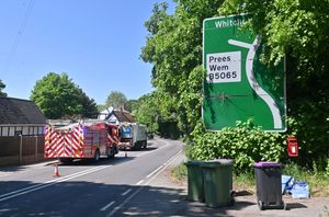 The aftermath of the bin lorry fire on Tuesday, while crews were awaiting recovery to Wem