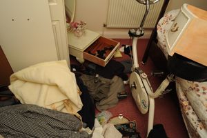 A ransacked bedroom 