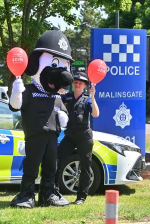 PCSO Amy Newbrook and Peeler the mascot are looking forward to Telford Police Open Day.