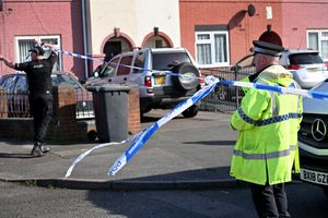 Police at the scene of the shooting