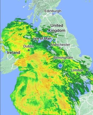 The heavy rain moving over the region