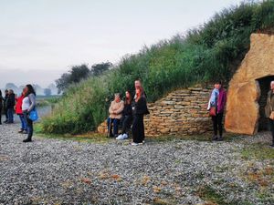 People gathered at Soulton Long Barrow to watch the sunrise on the Summer Solstice 