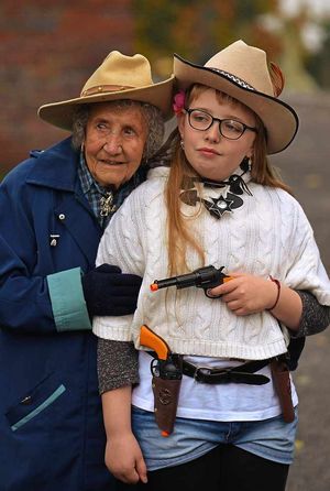 Beatrice Meacham, 91, and Grace Shipley, nine