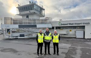 From left: Aviramp's head of global sales Adam Corfield with Ireland West Airport's ground services manager Tim Wallace and head of airport operations John McCarthy