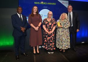    John Gough of the Bilston based JW Gough Group presents the NHS Hero Award to Volunteers of the Royal Wolverhampton NHS Trust.
