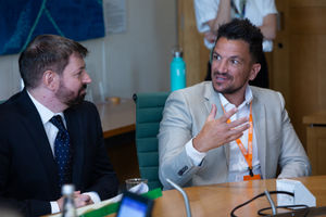 
Composer Fabio D'Andrea with singer and actor Peter Andre in Parliament
