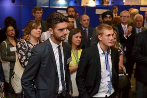 Joe Edwards and Jamie Brassington, two of the Express & Star's apprentices watch the launch