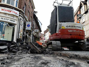 Supporting image for story: Shrewsbury's Wyle Cop still shut but set to reopen after roadworks misery