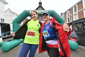 Karen Pountney and Louise Smith from Shrewsbury getting ready for the Bridgnorth 10k.
