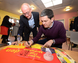 David Miliband shows support for Pat McFadden during the election campaign in Wolverhampton
