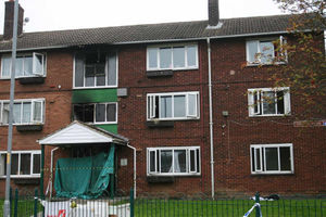The scene of the arson attack in Southey Close