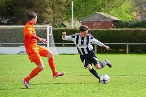 Jack Hickman gives his marker the slip for Shawbury against Wellington.