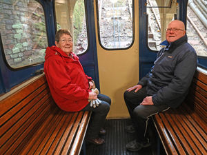 Supporting image for story: 'A great day for Bridgnorth' say first passengers for 14 months on town's Cliff Railway