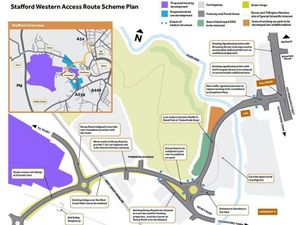 A map showing plans for the Stafford Western Access Route