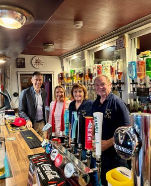 Across the border at the Cross Keys with Helen Morgan MP.