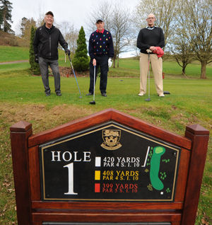 Back playing golf as Bridgnorth Golf Club reopens were from left, Mike Clarke, Arnold Rhoden and Bob Bosson.