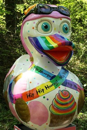 The giant ducks in Ironbridge. Photos: Shaun Dean