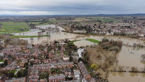 The flooded Showground in Shrewsbury