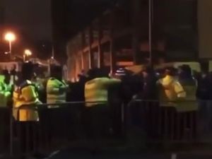 Supporting image for story: WATCH: Slovan fans clash with police outside Molineux