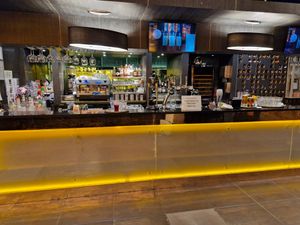 There is a well-stocked bar